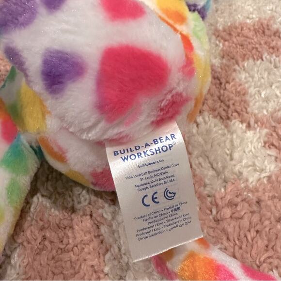 Build A Bear Rainbow Hearts Kitty Cat Lisa Frank Inspired Tie-Dye Stuffed Plush - Picture 8 of 8